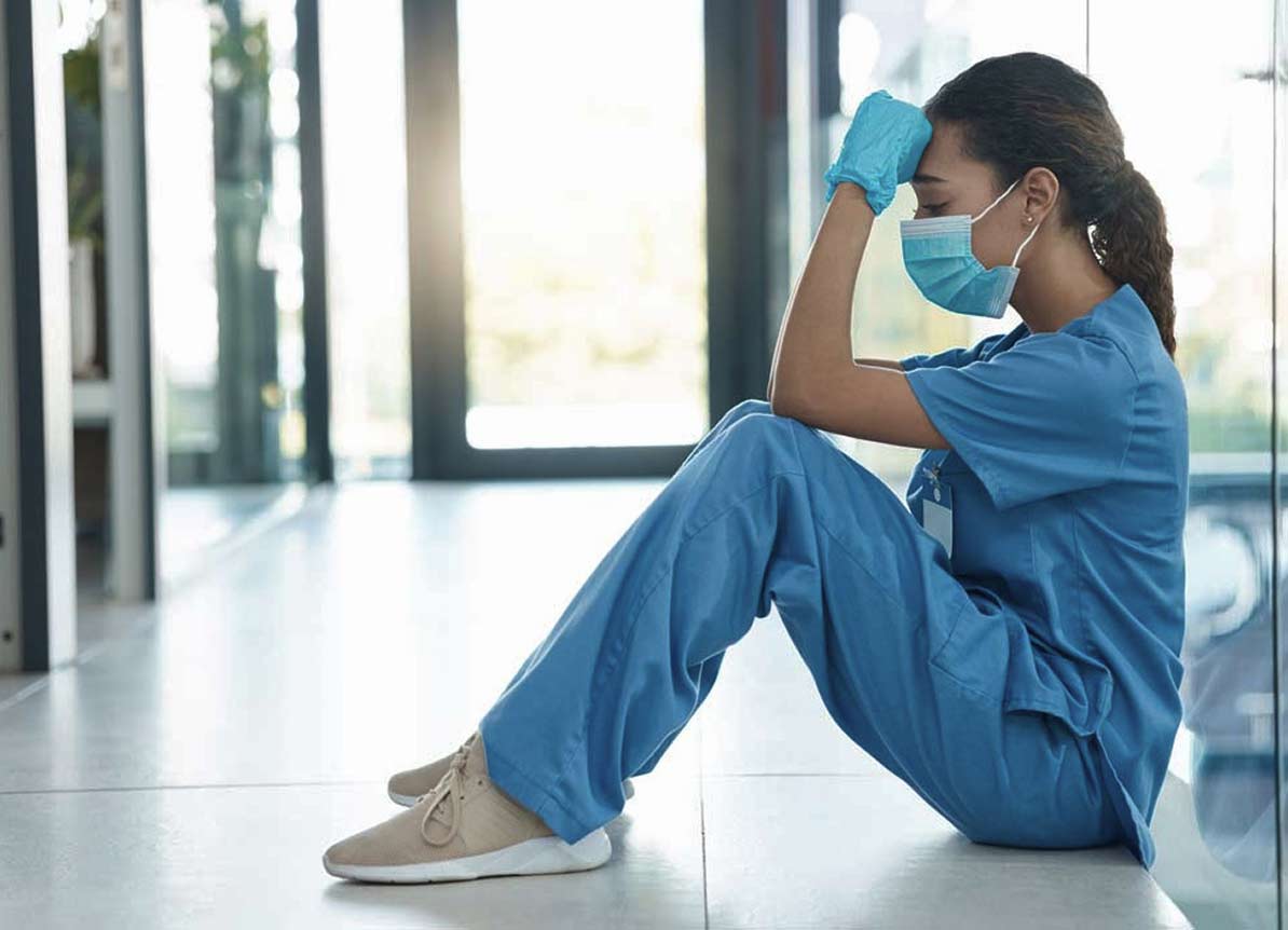 Healthcare worker taking a moment