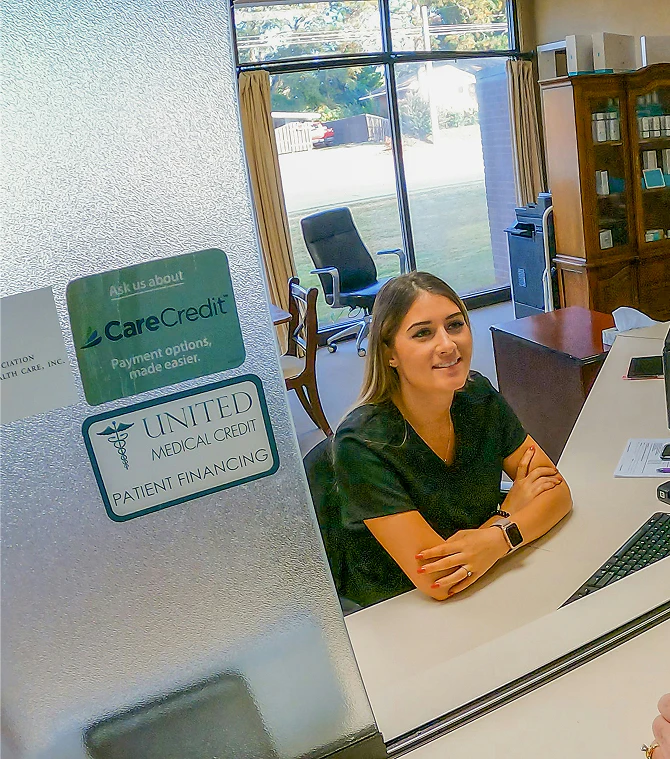 Columbus Plastic Surgery staff next to financing option images
