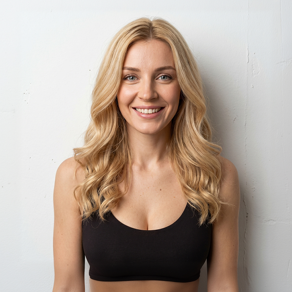 Blonde girl smiling
