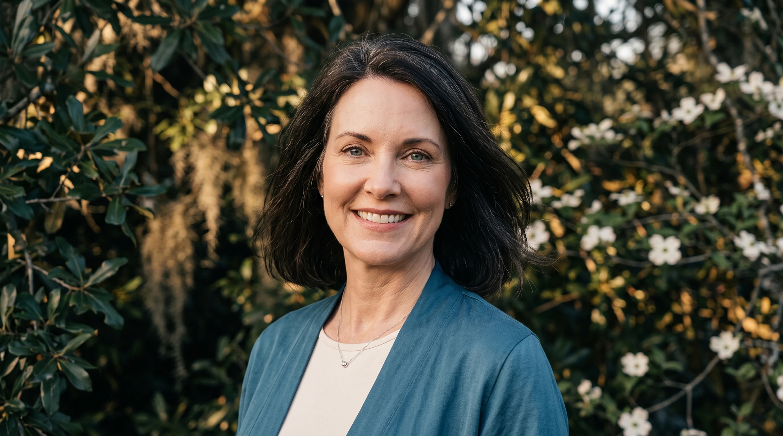Woman outside smiling