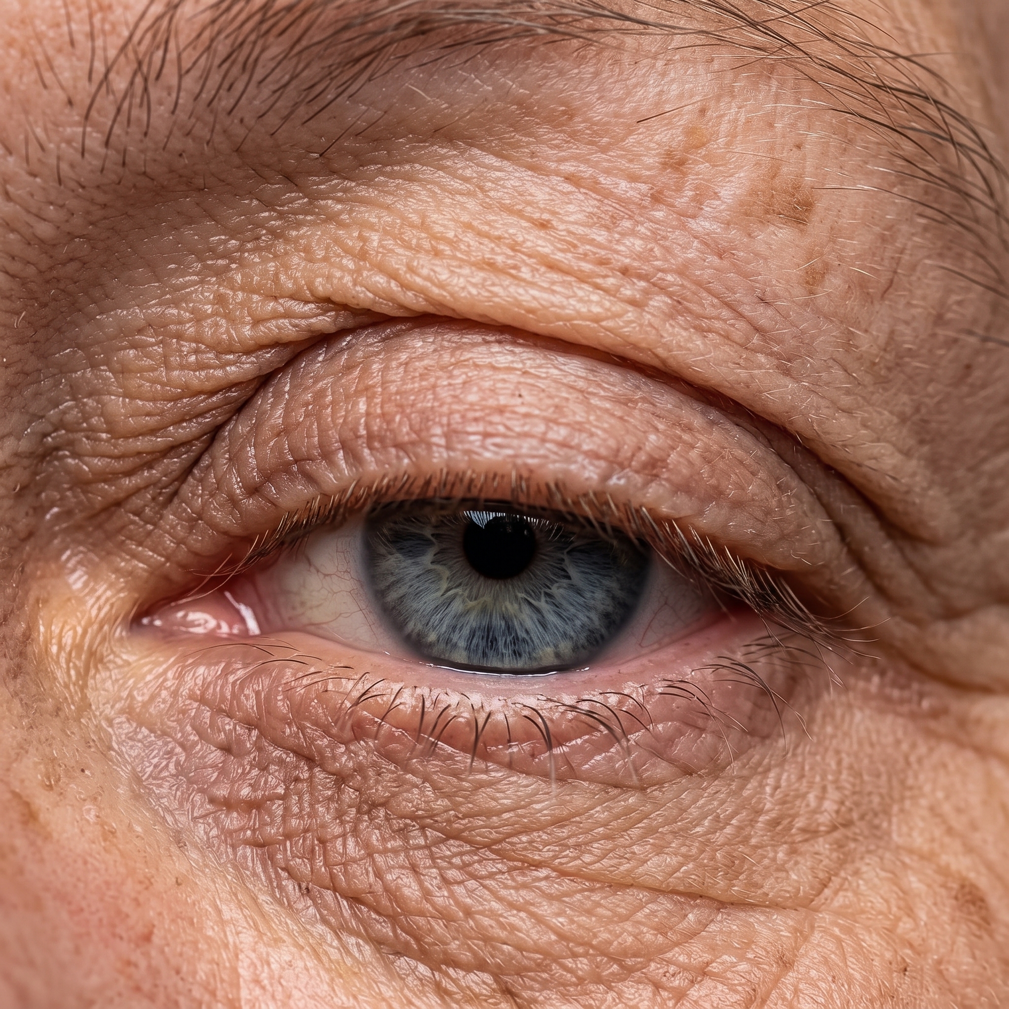 close-up of a sagging eye