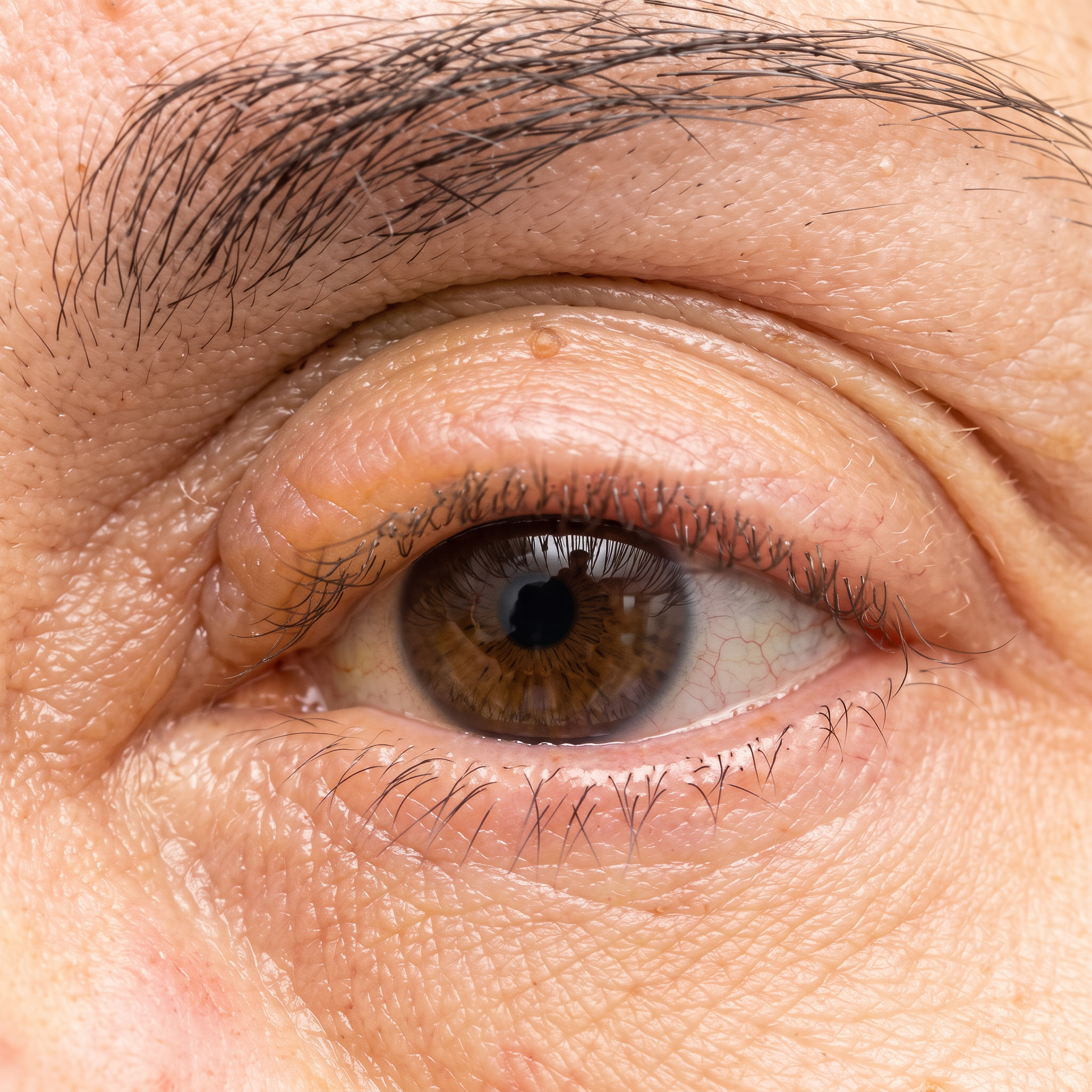 close-up of a puffy eye