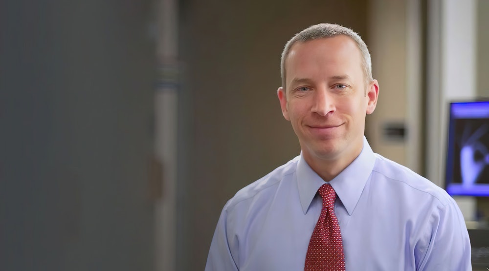 Smiling older couple at a table