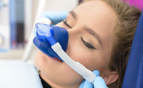 Woman receiving nitrous oxide