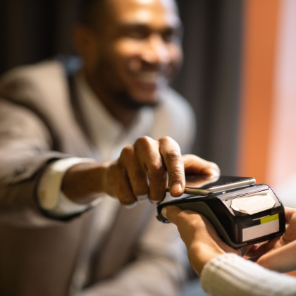 Man paying with credit card