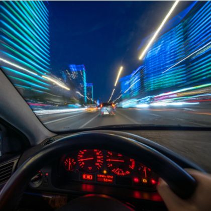 POV of driver's wheel