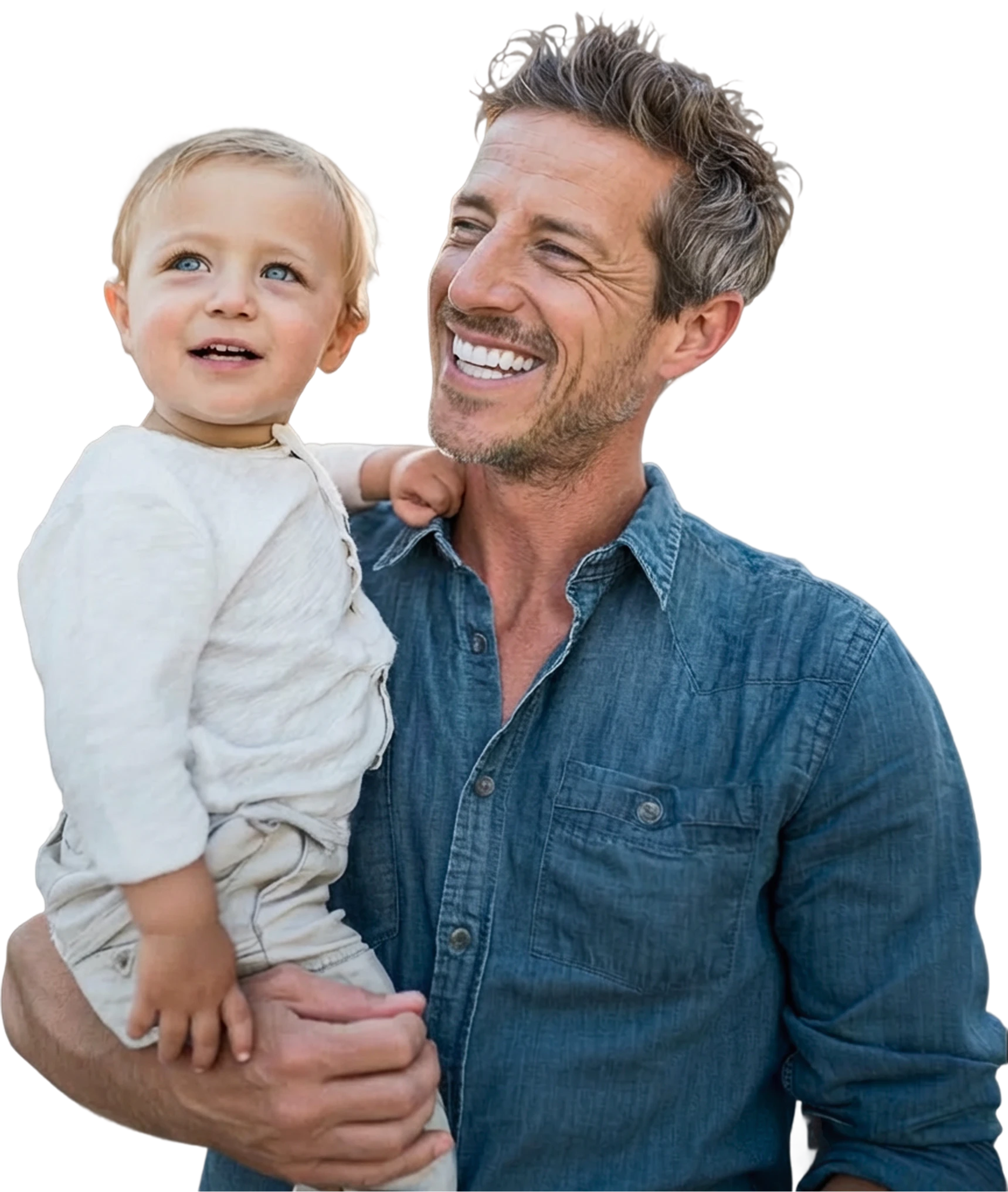 Father holding child