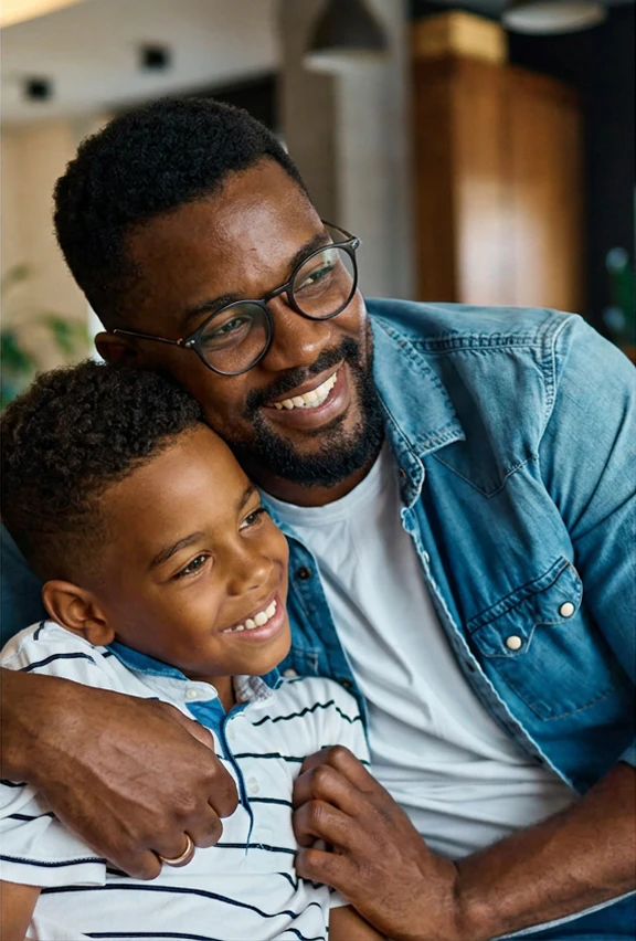Father w/ son smiling
