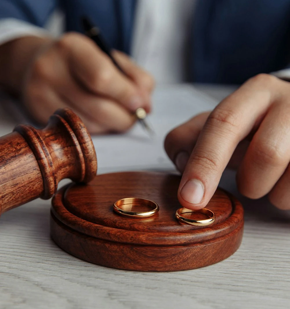 Wedding rings on a gavel