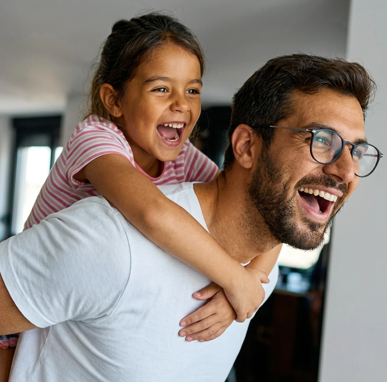 father and daughter playing