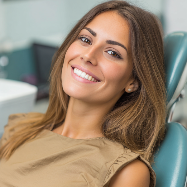 young woman in dental chair