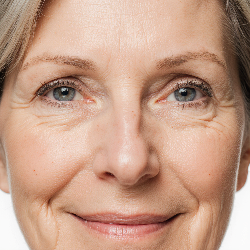 Close-up of woman's eyes to show her crow's feet