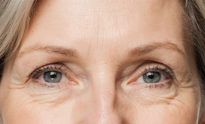 Close-up of woman's eyes to show her crow's feet