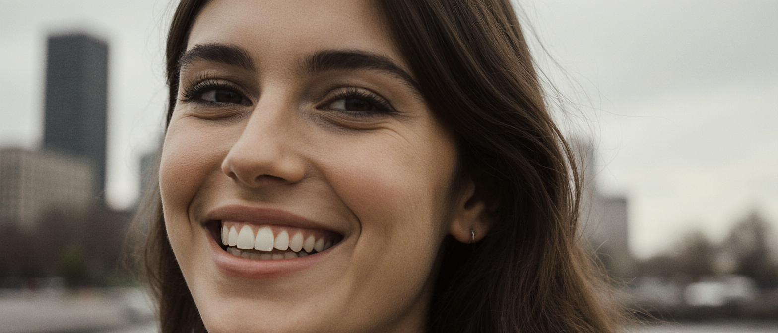 Beautiful woman smiling with Nashville in the background