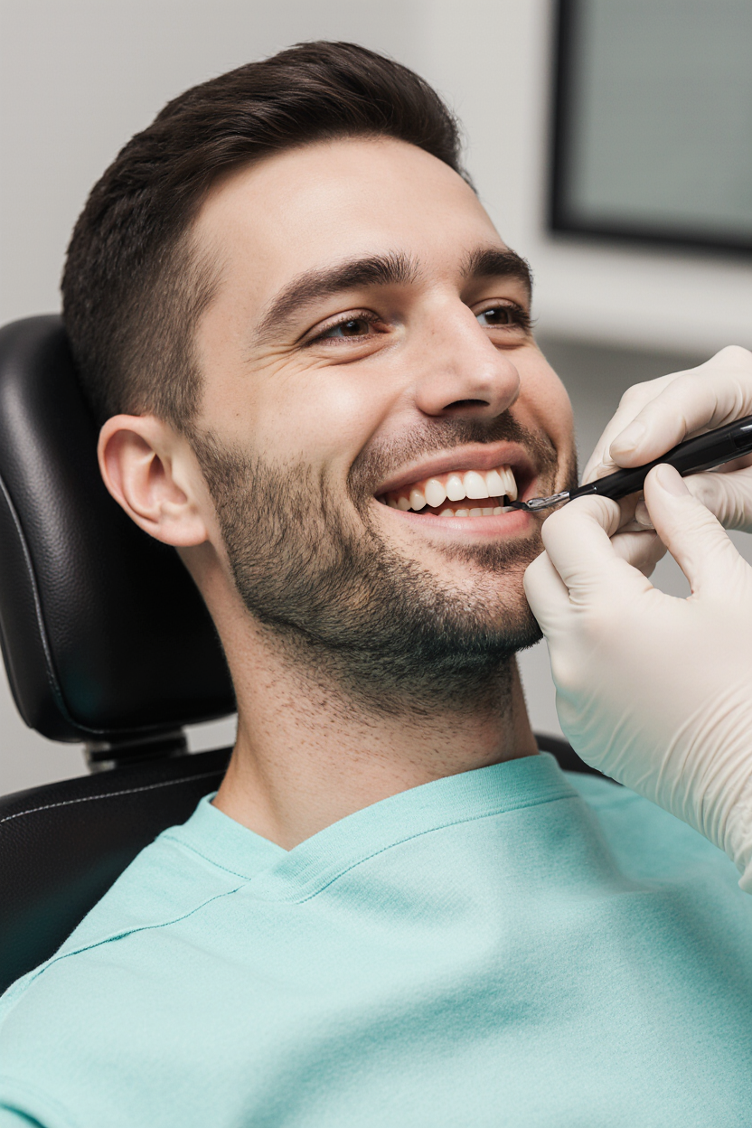 Man getting his teeth looked at