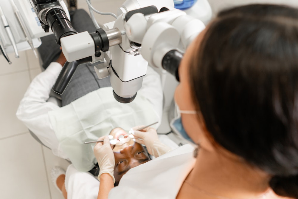 Man receiving root canal treatment