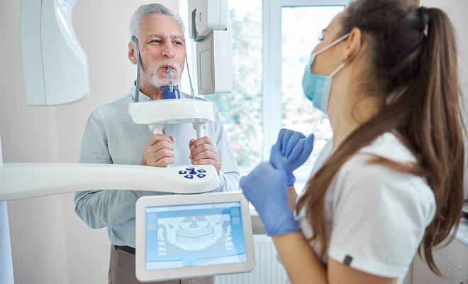 Man getting a jaw x-ray