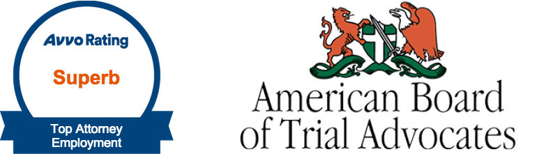AvvoRating Superb Top Attorney Employment & American Board of Trial Advocates logos