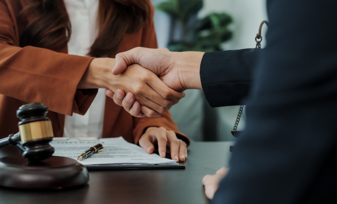 lawyer shaking hands