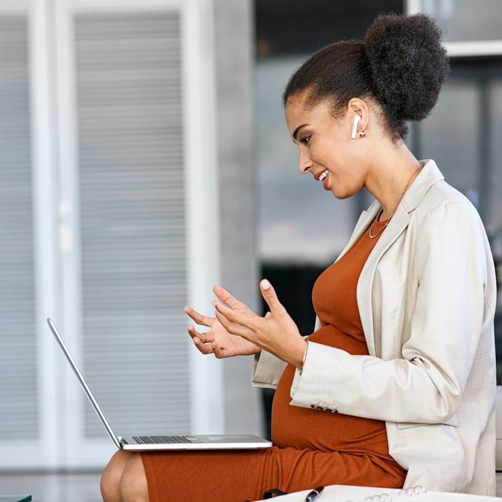 pregnant woman working