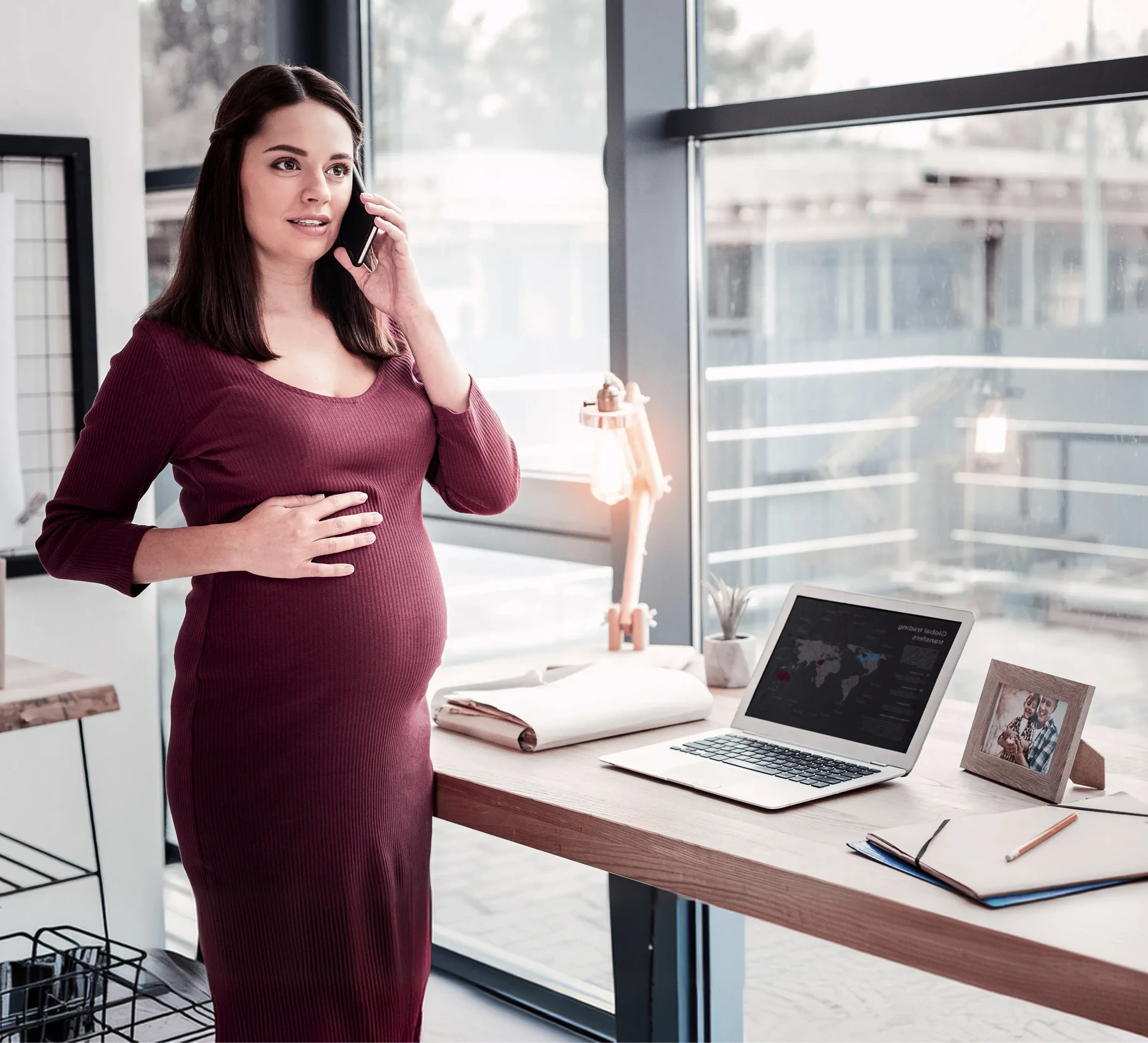 pregnant woman on phone