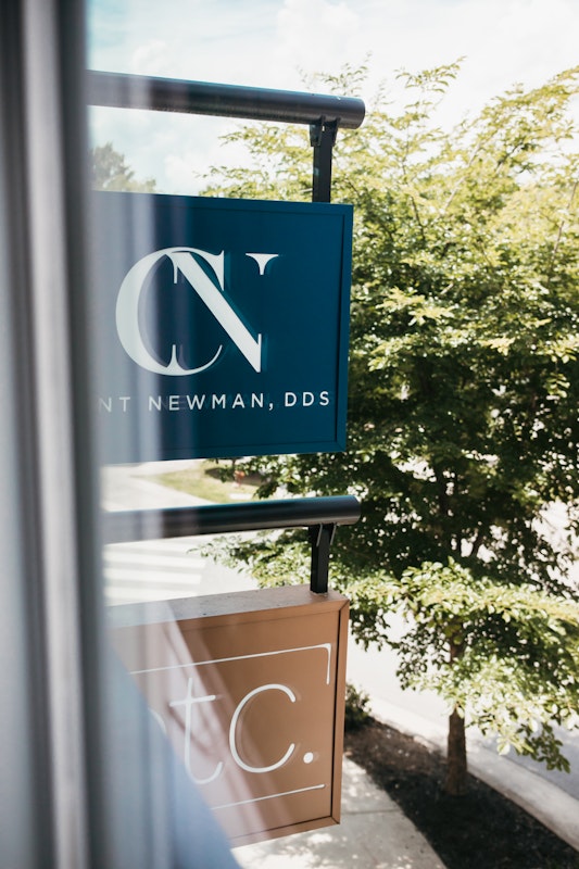 Exterior signage at the office at Dr. Clint Newman