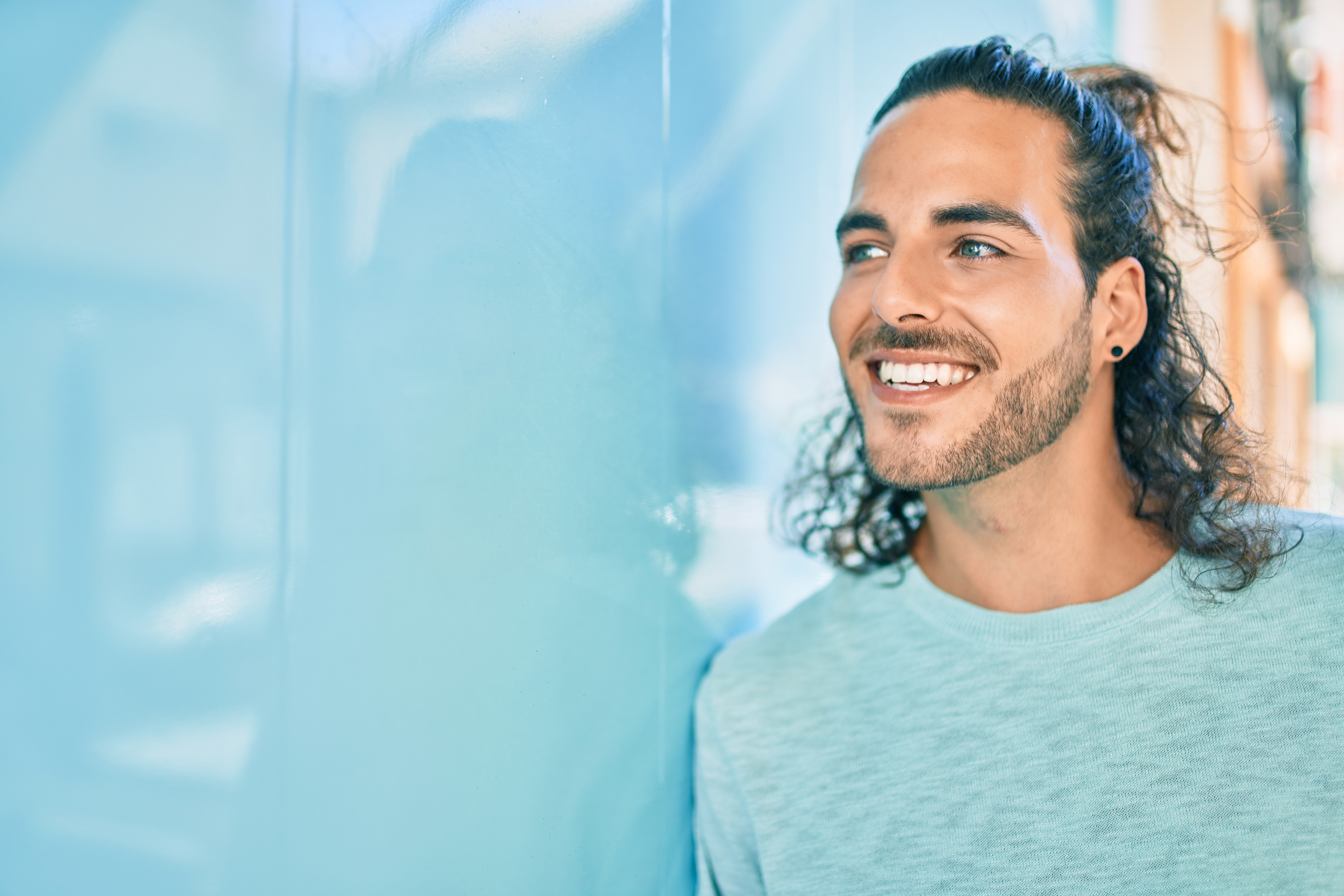 Man smiling after smile makeover