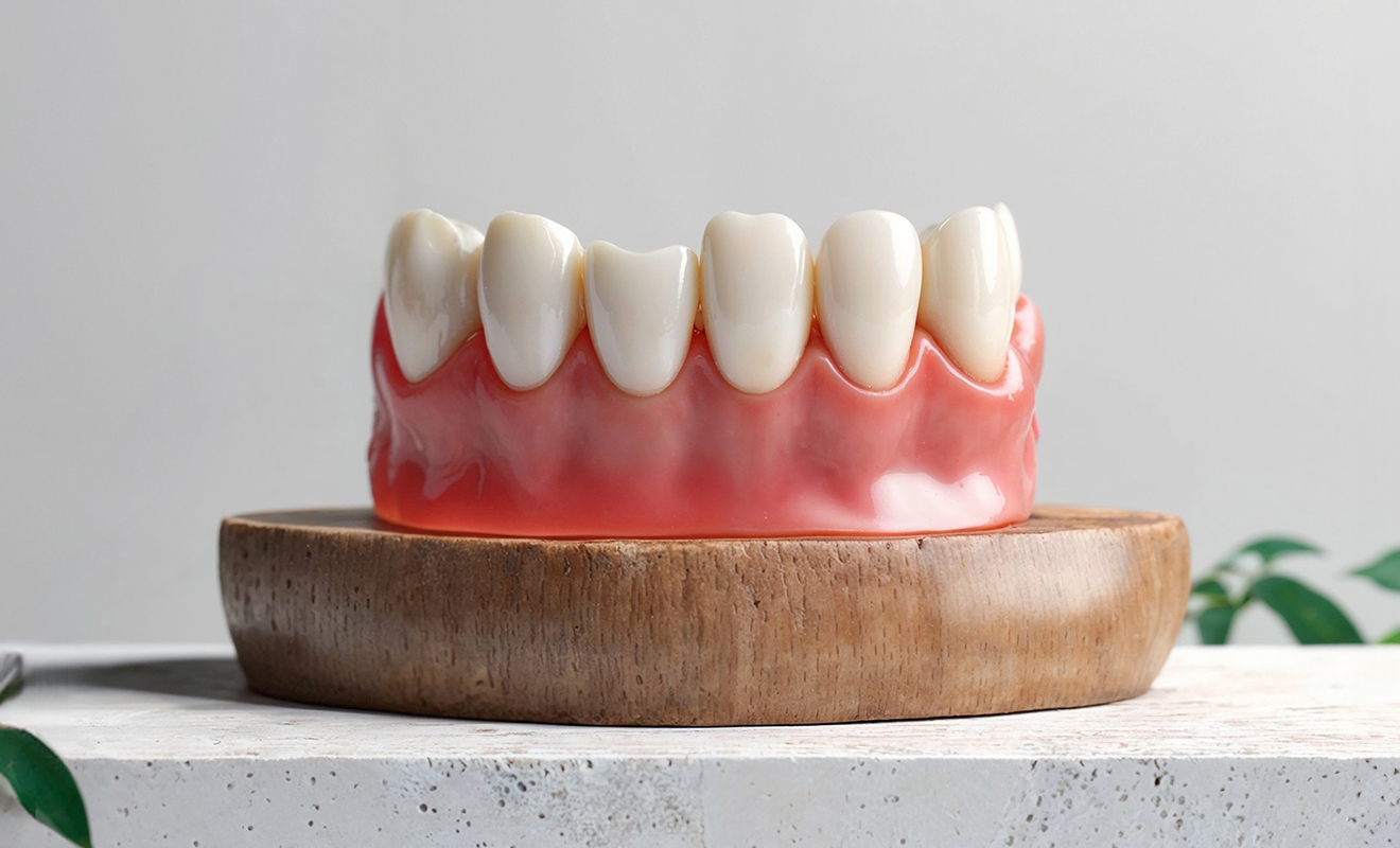 a model of lightly chipped teeth