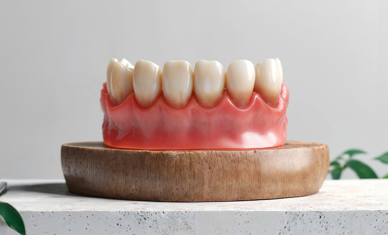 model of discolored teeth