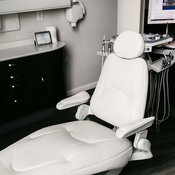 Chair in a dental exam room
