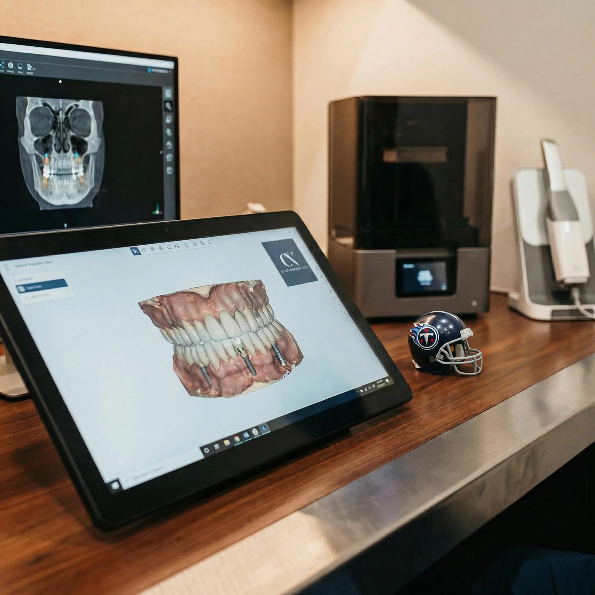 digital rendering of implants in jaw
