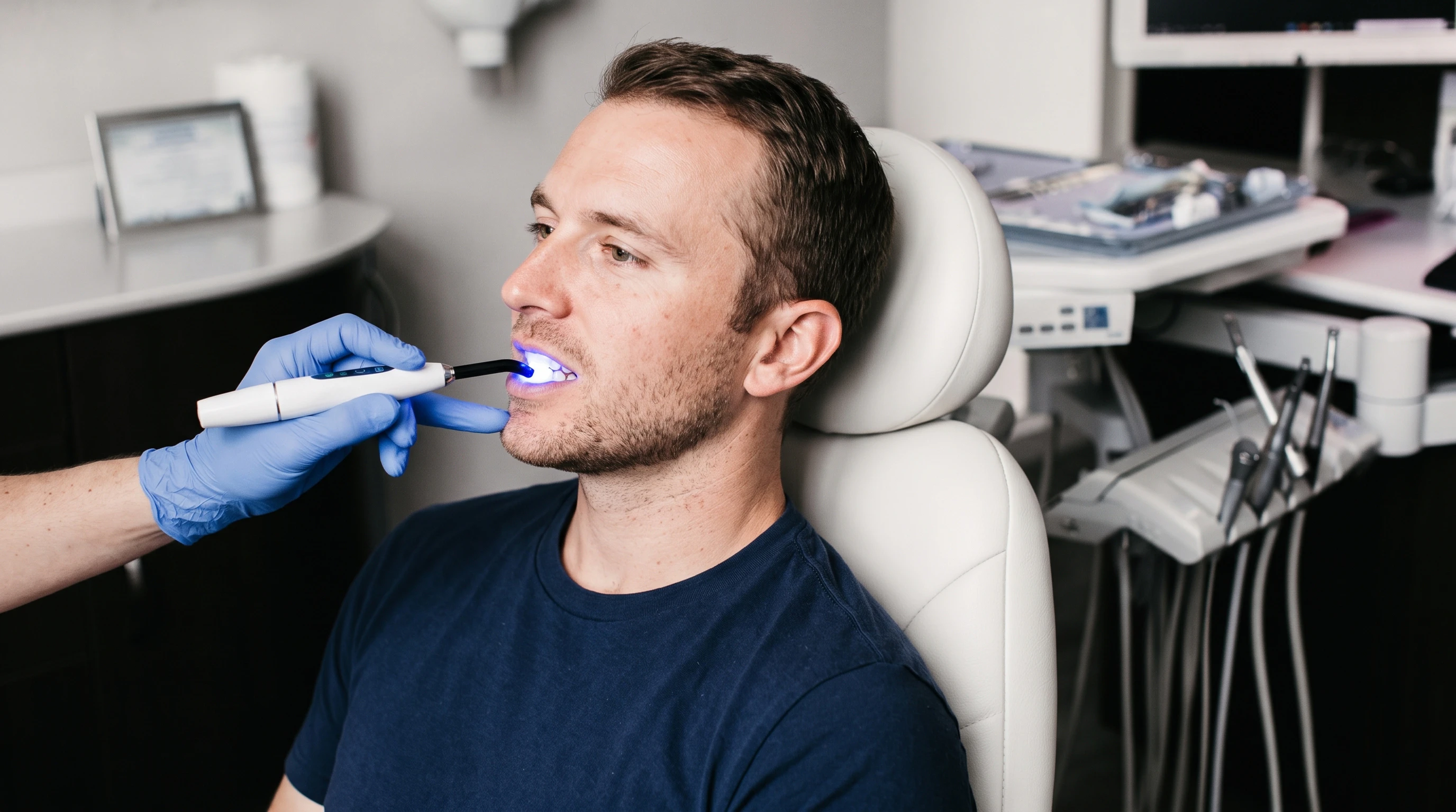 man undergoing dental bonding
