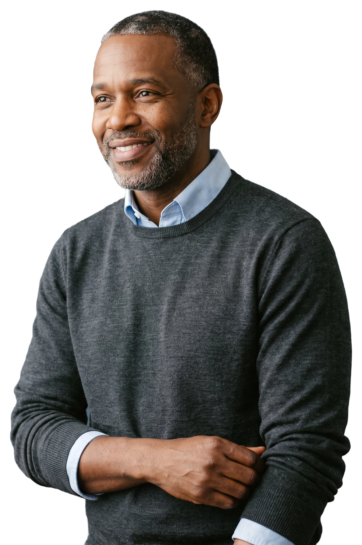 smiling man in sweater