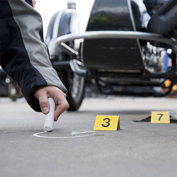 Evidence markers at a crash scene