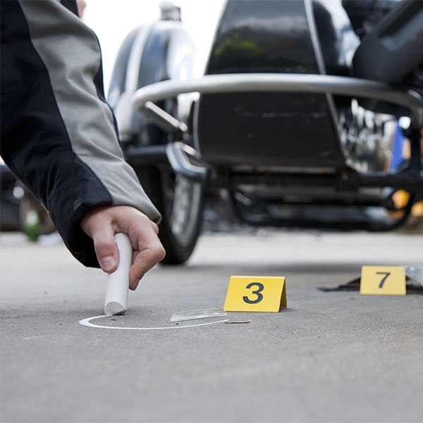 Evidence markers at a crash scene