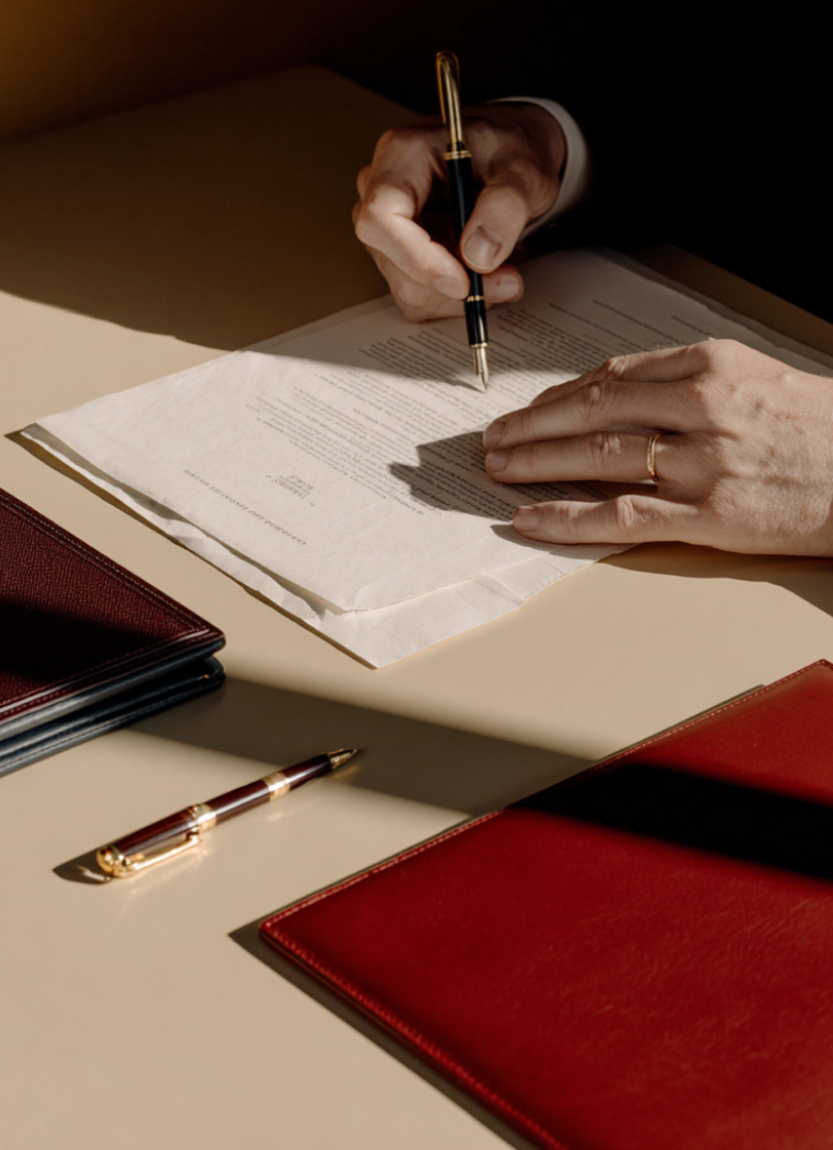 Attorney completing paperwork