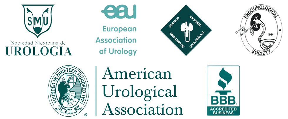 SociedadMexicanade Urologia, European Association of Urology, Consejo Nacional Mexicano De Urologia A.C., Endourological Society, American Urological Association, and the BBB Accredited Business