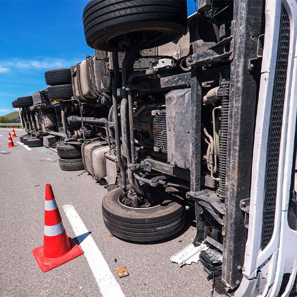 Underside of a rolled over truck