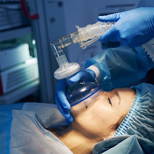 Woman receiving general anesthesia