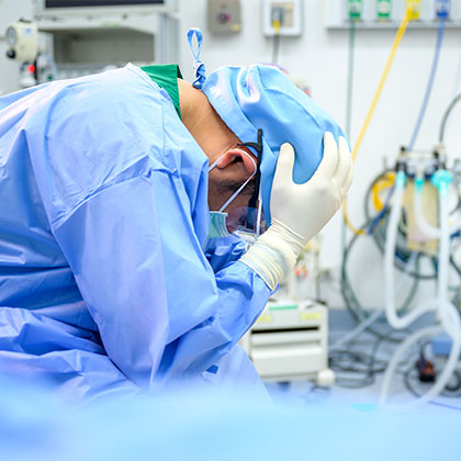 disappointed doctor in surgical suite