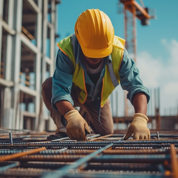 construction worker on steel bars