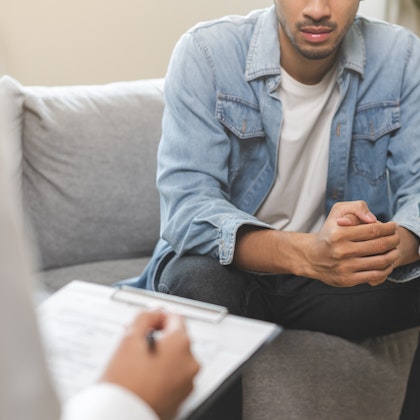 Man in therapy after a car accident