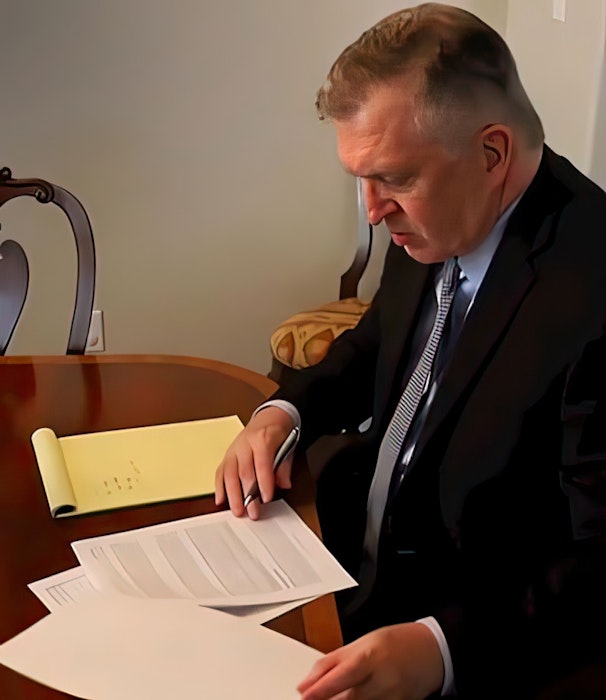Dan A. Atkerson Looking At Documents