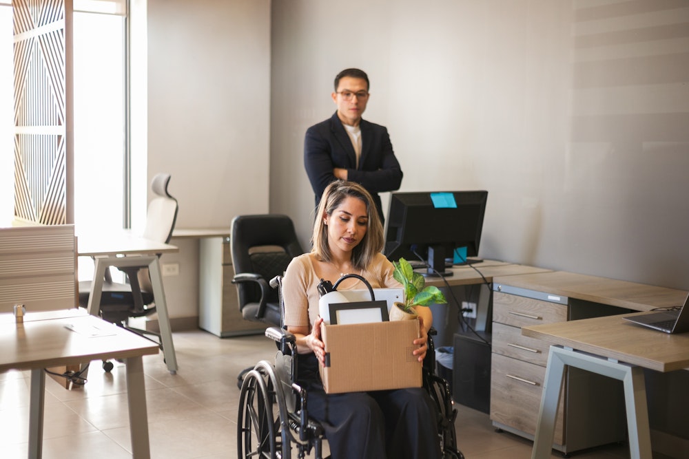 Disabled woman being wrongfully fired from her job