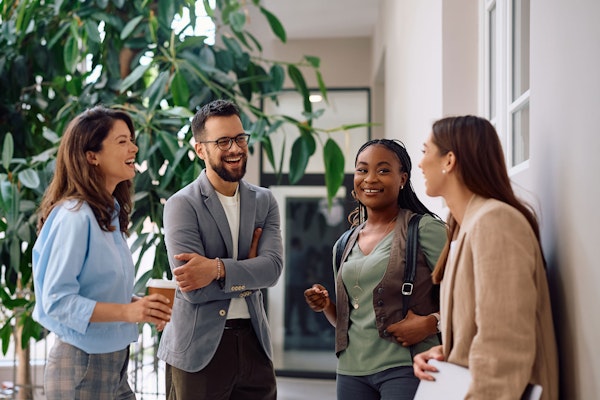 coworkers laughing together