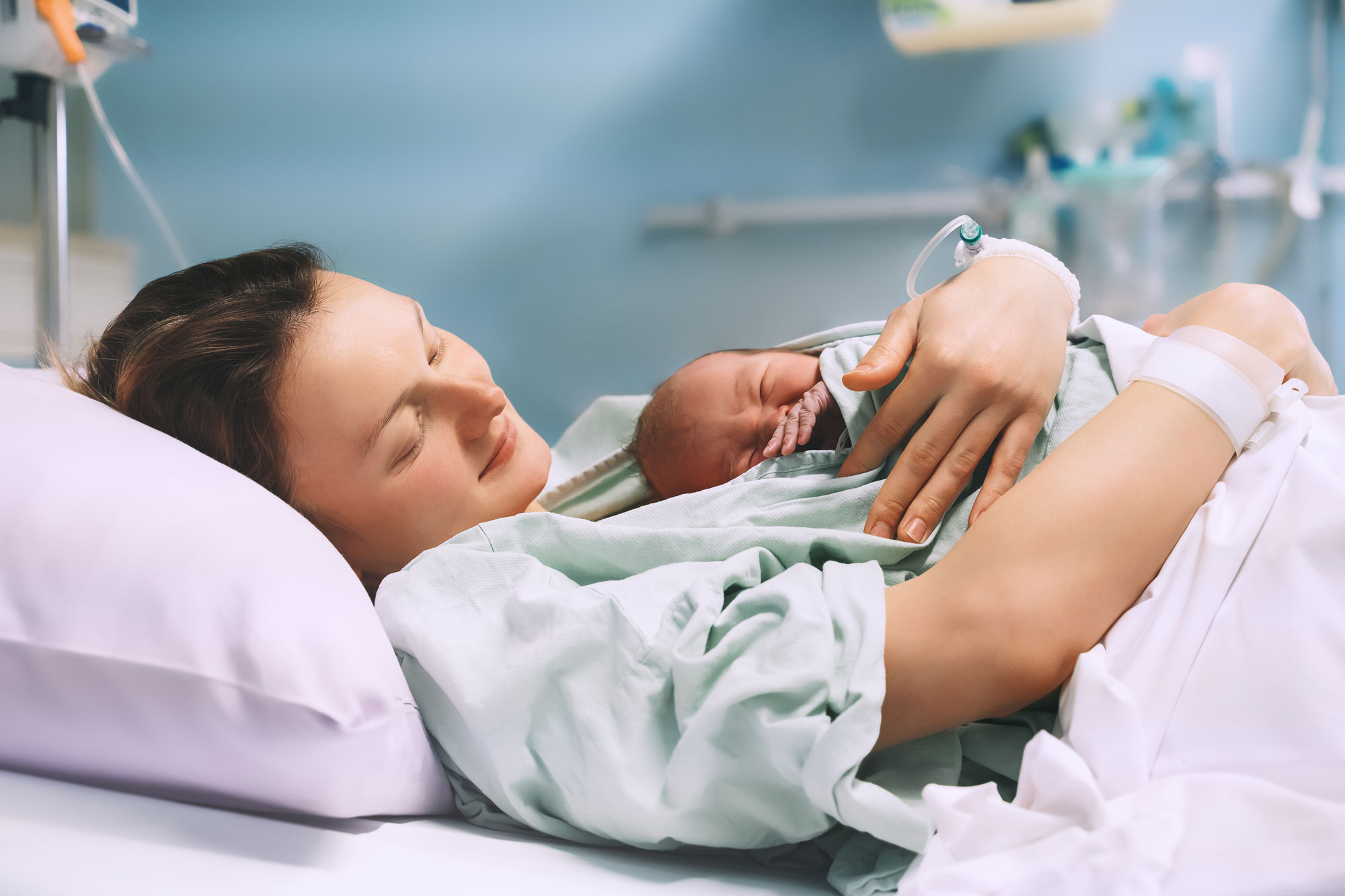 Mother in the hospital holding her newborn
