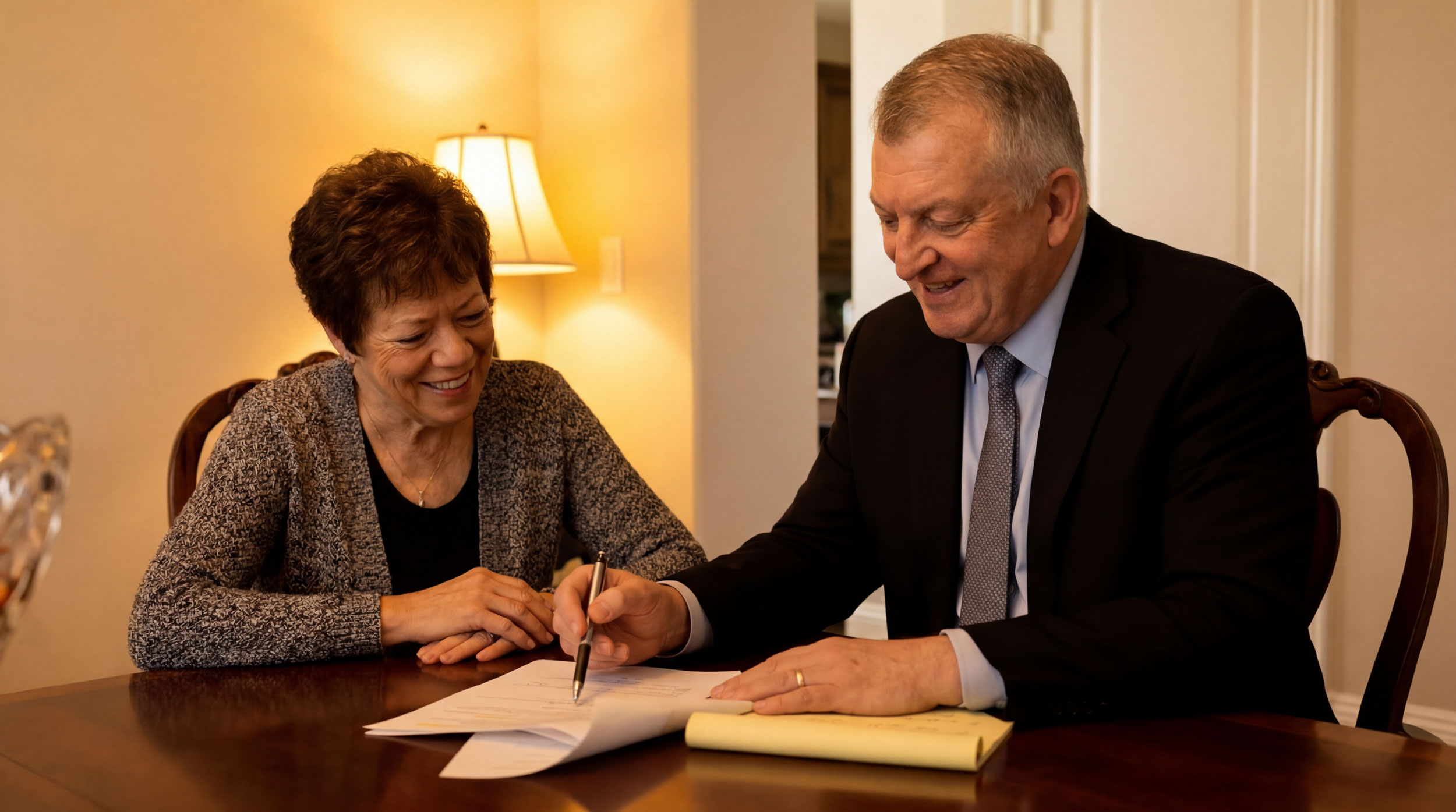 Dan A. Atkerson reviewing documents with client