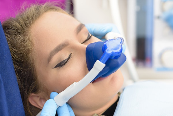 woman with nitrous oxide being adminstered