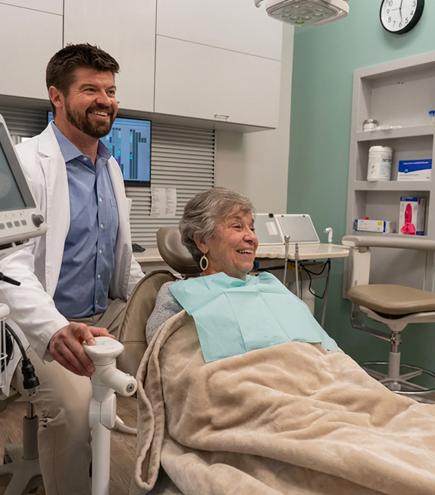 Dentist with patient