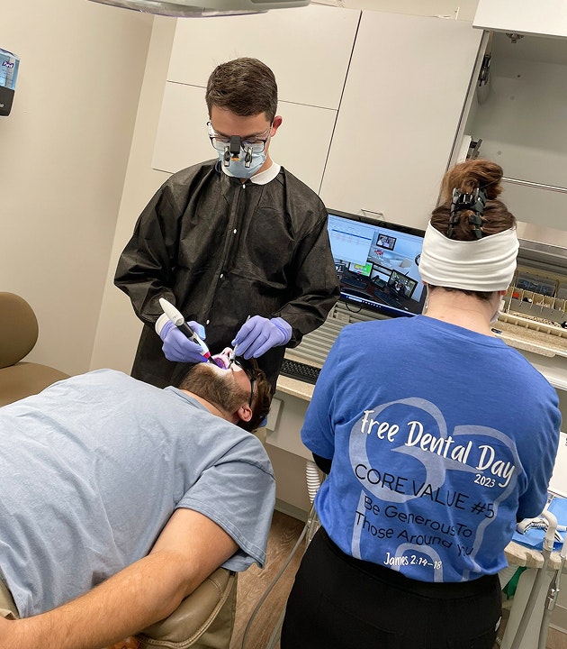 Dentist working on a patient